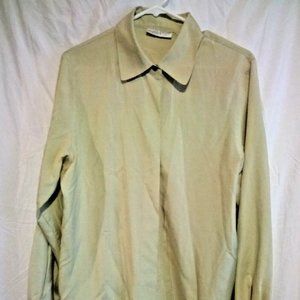 Vintage VALERIE STEVENS - 100% Silk Blouse - Size 10 - Soft Sage Green